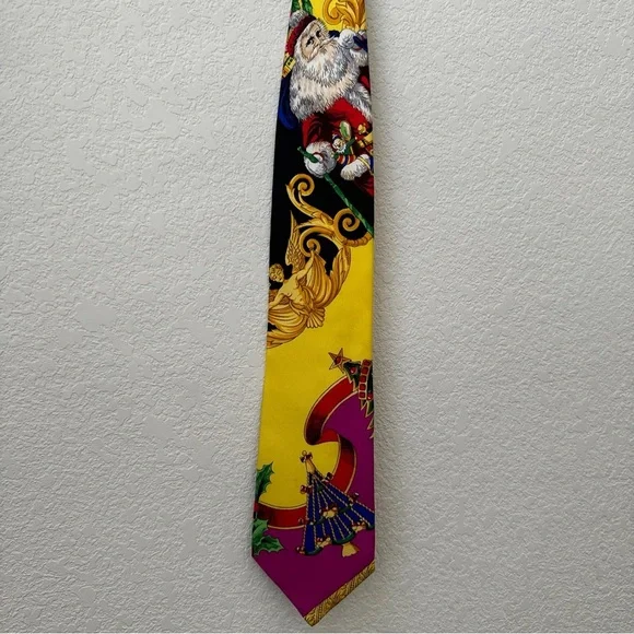 Versace Silk Tie, Santa Claus Print, 1990s Collection.
